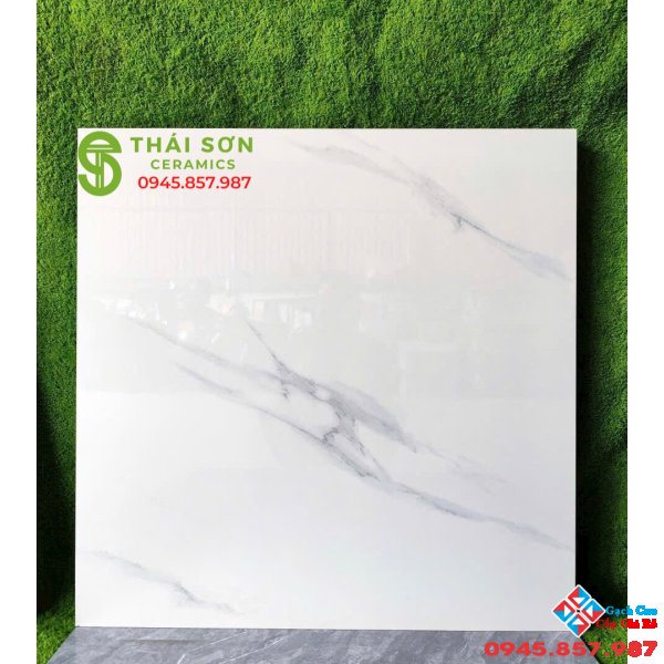 Gạch hà thanh 80x80 lát nền màu trắng vân mây bóng kiếng