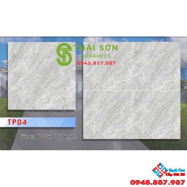 Gạch lát nền 80x80 hùng anh bóng kiếng xám vân đá giá tốt
