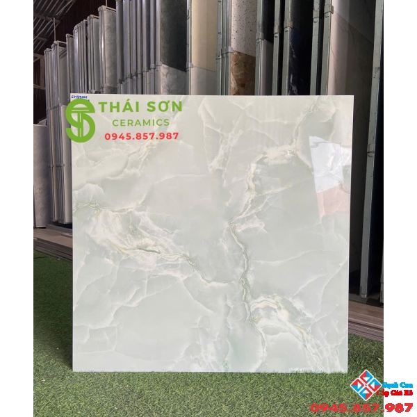 Gạch lát nền 80x80 vicenza bóng kiếng màu xanh vân đá