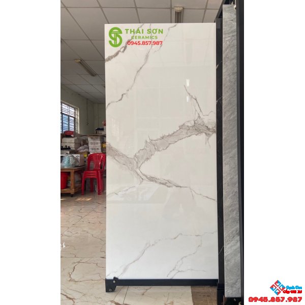 Gạch lót sàn 90x180 bóng kiếng trắng vân mây trung quốc