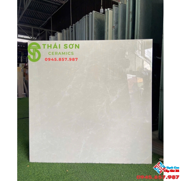 Gạch 120x120 ấn độ bóng kiếng lát nền nhà màu vàng kem 