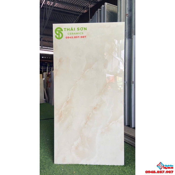 Gạch 60x120 bóng kiếng ấn độ vân đá vàng kem