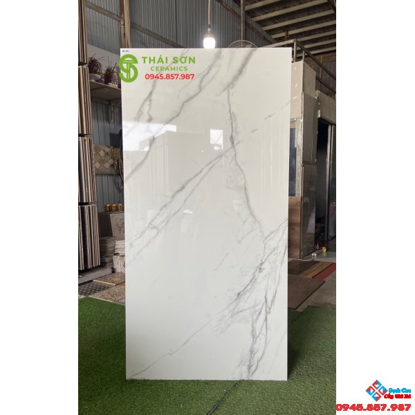 Mẫu gạch bóng kiếng lát nền trắng mây bóng kiếng 80x160 ấn độ