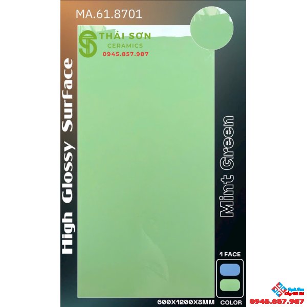 Gạch apodio siêu bóng 60x120 đơn sắc màu xanh lá