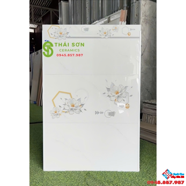 Gạch hà thanh 30x60 ốp tường màu trắng vân bóng kiếng