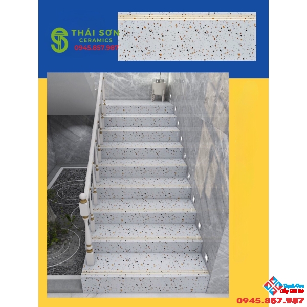 Gạch granite lót cầu thang 47x120 khắc kim hoa cương