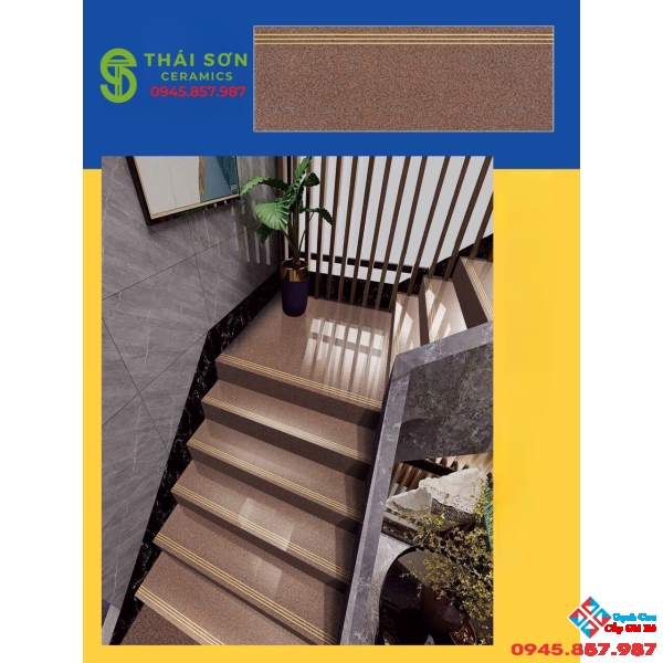 Đá lát cầu thang 47x120 bóng kiếng khắc kim cao cấp