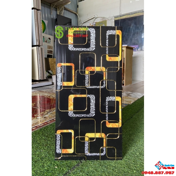 Gạch điểm trang trí 30x60 khắc vàng bóng kiếng trung quốc
