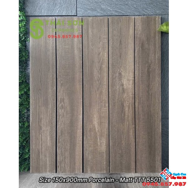 Gạch giả gỗ 15x90 ốp lát á mỹ màu nâu óc chó 