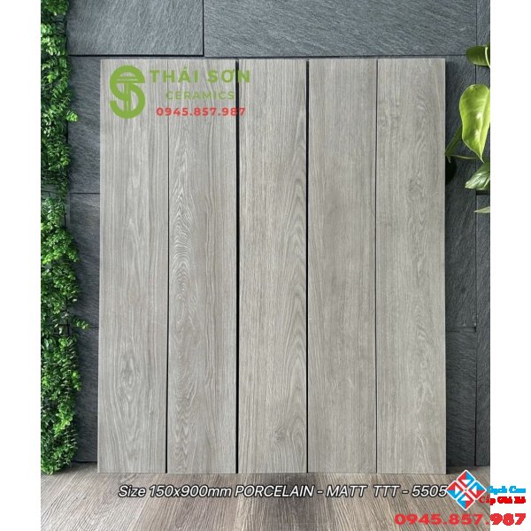 Gạch giả gỗ 15x90 ốp lát á mỹ màu xám ghi xương đá