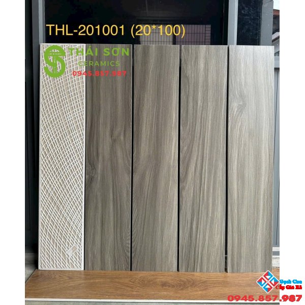 Gạch giả gỗ 20x100 trung quốc lát nền màu xám nâu trầm 