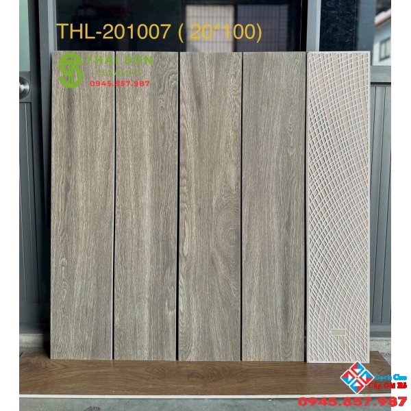 Gạch giả gỗ 20x100 trung quốc lát nền màu xám rêu