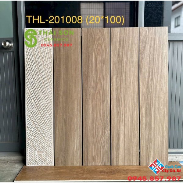 Gạch giả gỗ 20x100 trung quốc ốp lát màu nâu xám nhạt 