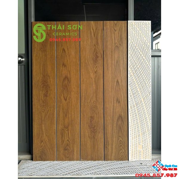 Gạch giả gỗ 20x120 trung quốc lát nền tone màu nâu vàng bò