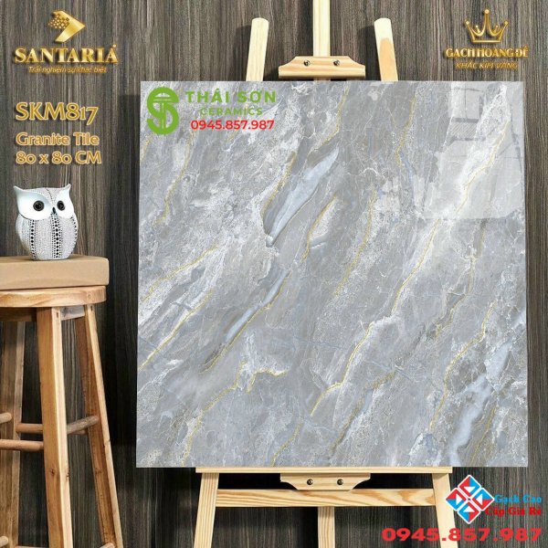 Gạch lát nền bóng kiếng khắc kim cao cấp 800x800 tại Bình Thuận
