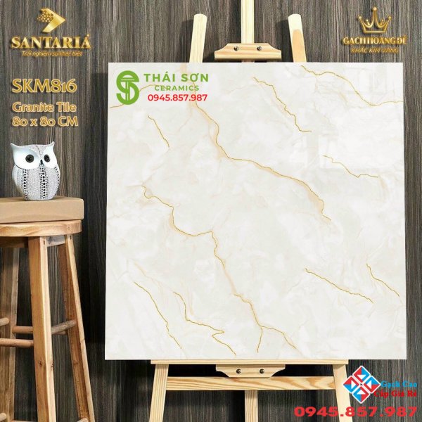Gạch lát nền khắc kim cao cấp 80x80 bán tại Gò Công