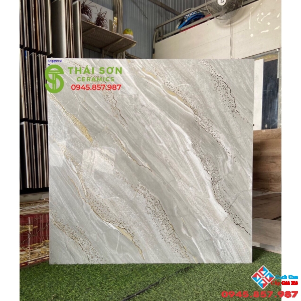 Gạch lát nền đá bóng kiếng 80x80 khắc kim tasa