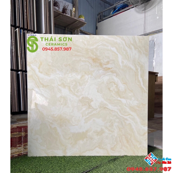 Gạch khắc kim lót sàn 80x80 tasa vân đá vàng kem đẹp