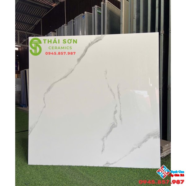Gạch màu trắng vân 120x120 ấn độ ốp tường bóng kiếng 
