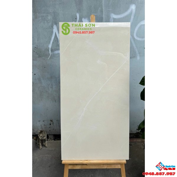 Gạch lát nền 60x120 ấn độ vân kem vàng bóng kiếng