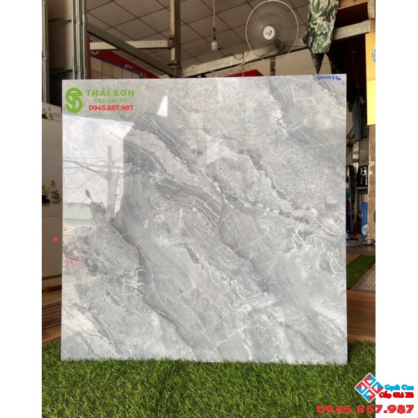 Gạch dán nền bóng kiếng xám vân 60x60 Hà Thanh