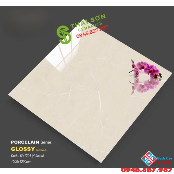 Gạch ấn độ 120x120 vân vàng bóng kiếng KV1204