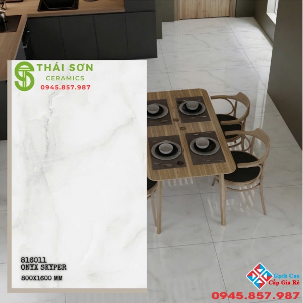 Gạch lát nền 80x160 bóng kiếng ấn độ trắng vân đá