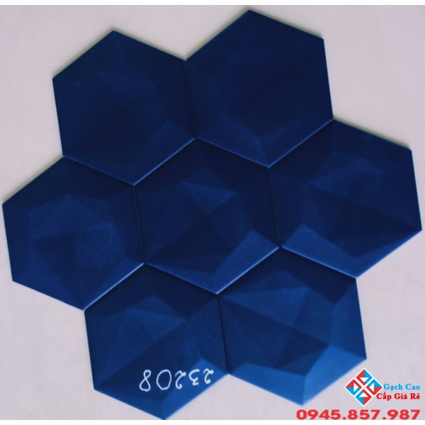 Gạch lục giác 3D xanh biển