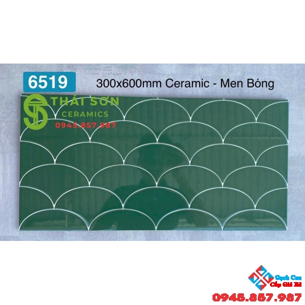 Gạch vảy cá màu xanh 30x60 ốp tường trang trí nhập khẩu