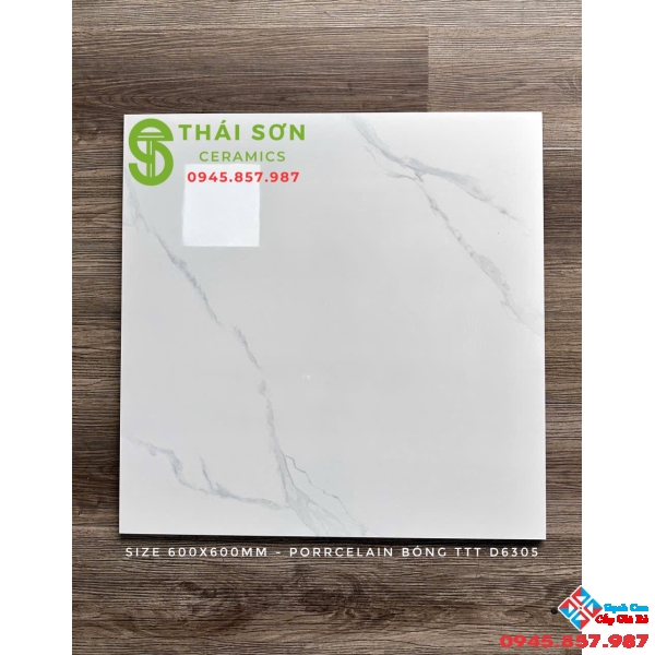 Gạch lát nền 60x60 takao bóng kiếng trắng vân mây