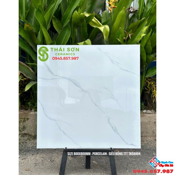 Gạch lát nền bóng kiếng trắng vân mây 80x80 takao