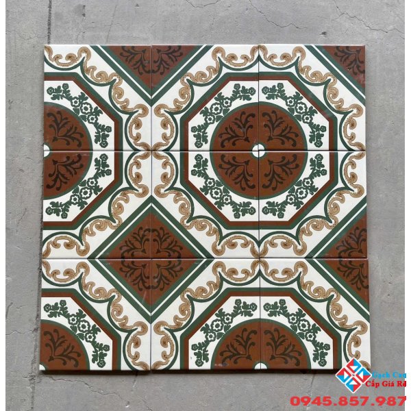 Gạch trung quốc hoa văn giả cổ 20x20 bề mặt mờ