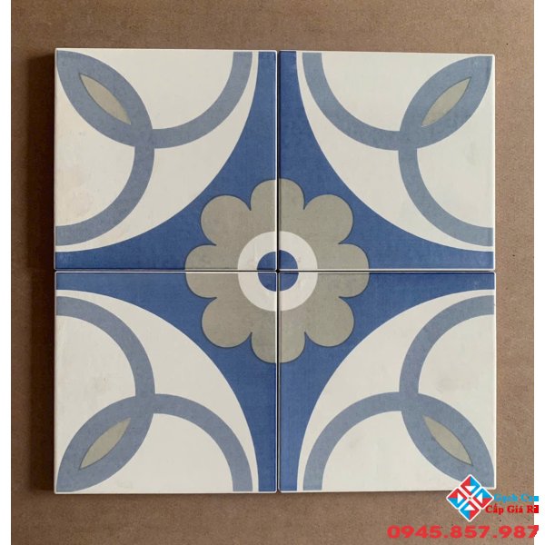 Gạch bông nhập khẩu 20x20 màu trắng xanh trang trí đẹp