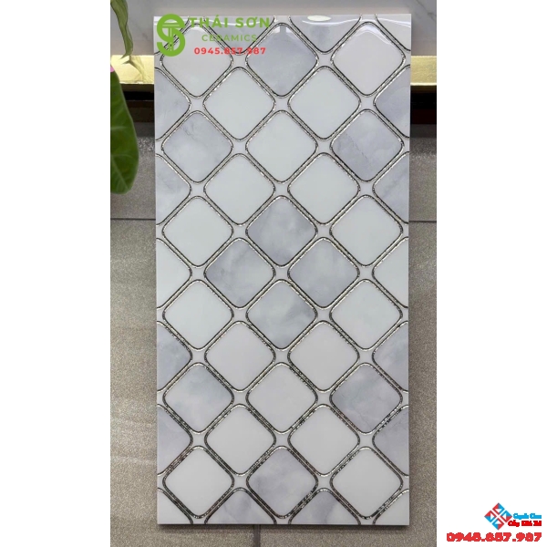 Gạch nhũ bạc ô vuông 30x60 ép kiếng cao cấp