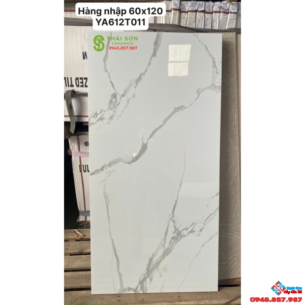 Gạch trung quốc 60x120 bóng kiếng trắng mây cao cấp