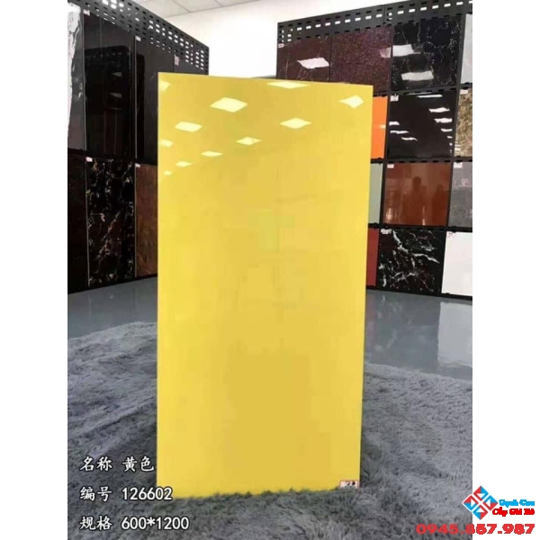 Gạch lát nền màu vàng trơn 60x120 trung quốc