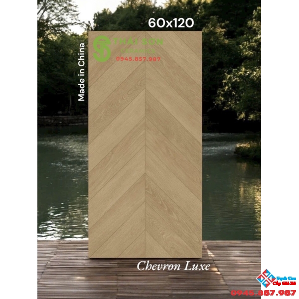 Gạch trung quốc 60x120 mờ vân gỗ ghép xương cá cao cấp