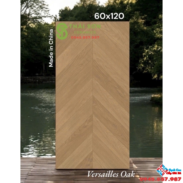 Gạch trung quốc 60x120 lát nền mờ vân gỗ ghép xương cá 