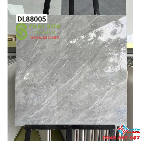Gạch trung quốc 80x80 lát nền màu xám bóng kiếng