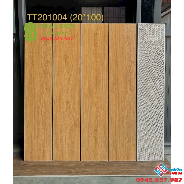 Gạch vân gỗ 20x100 lát nền màu vàng gỗ sồi tự nhiên