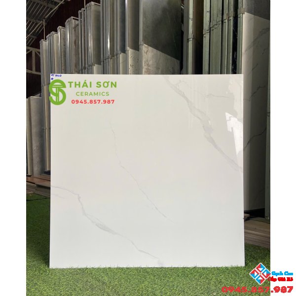Gạch bóng kiếng 80x80 vitto lát nền màu trắng vân mây