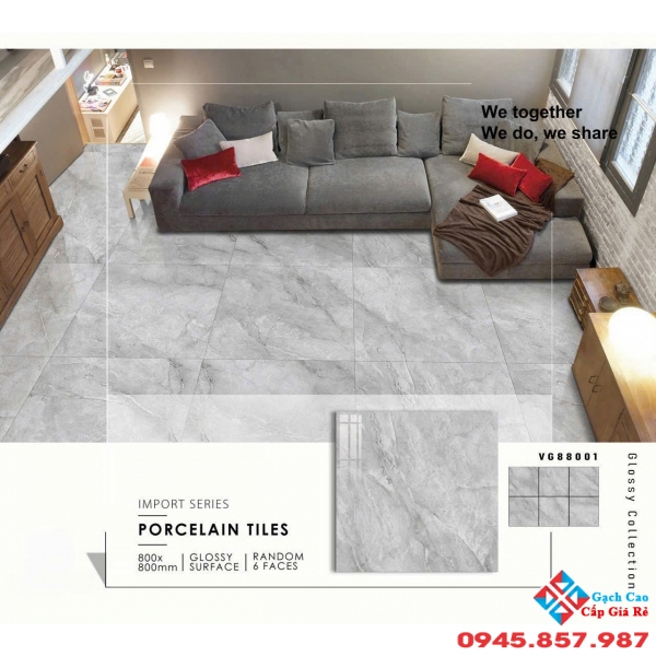 Gạch lát nền 80x80 ấn độ vân xám bóng kiếng cao cấp