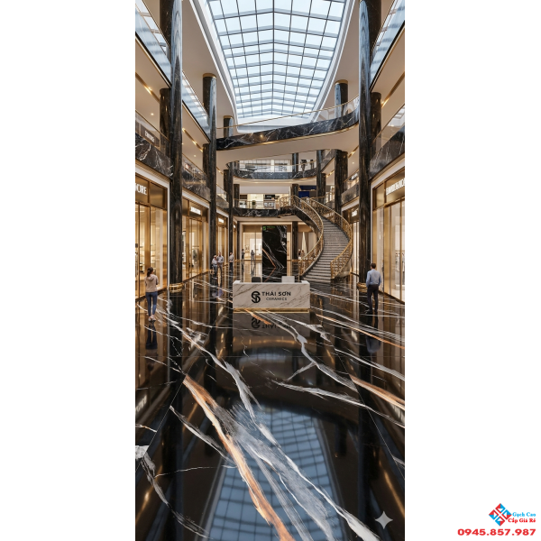 Gạch ấn độ 60x120 siêu bóng đen vân trắng