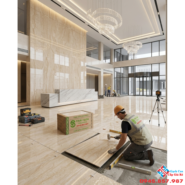 Gạch 80x160 ấn độ màu kem vàng bóng kiếng vân gỗ