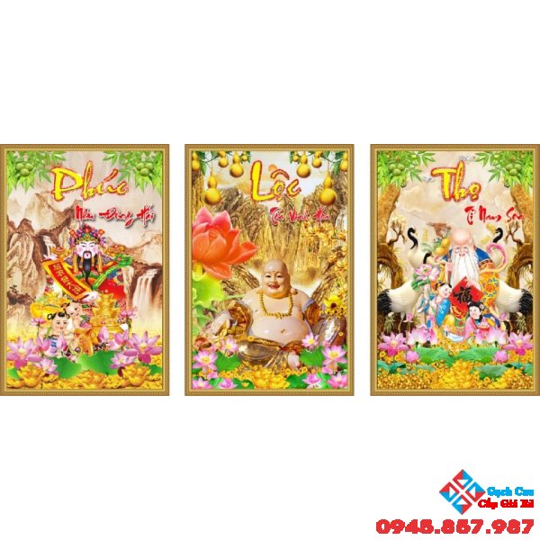 Gạch tranh 3D phúc lộc thọ mới nhất hcm